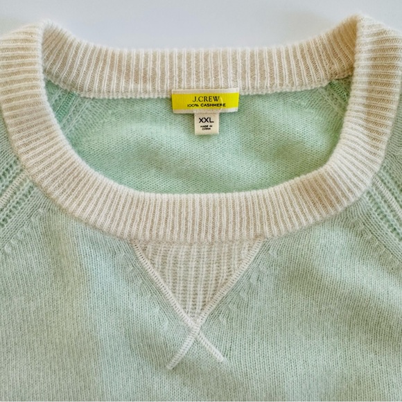 J. Crew 100% Cashmere Plaited Relaxed Sweatshirt in Wintermint Snow | XXL | NWOT - Picture 7 of 10